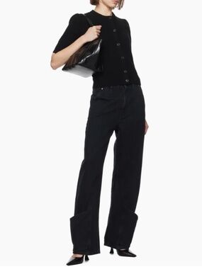 Frame 'The Tab' Trouser Jean in Trouble (Black)